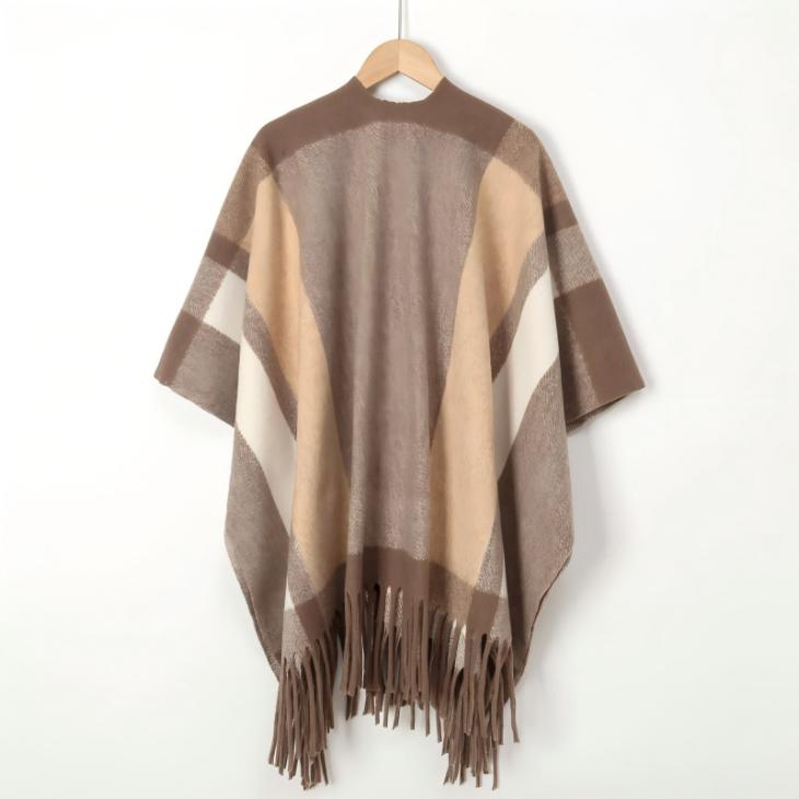 Womens Check Design Cape Scarf  |  Hats, Gloves & Scarves Accessories Beige